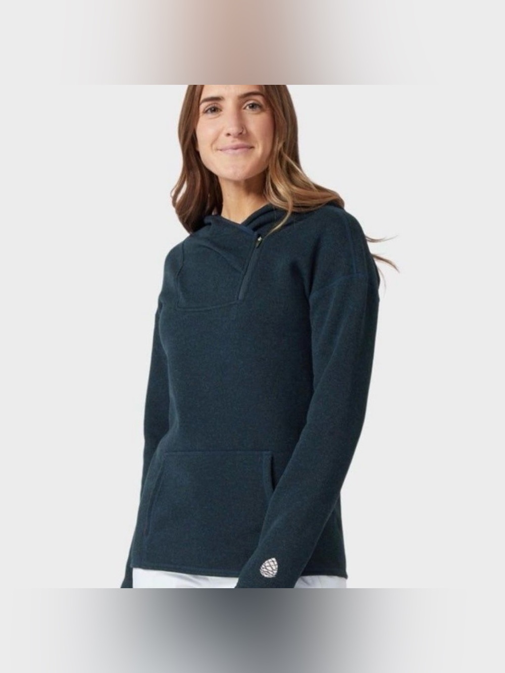 Stio Women's Sweetwater Fleece Hoodie M Blue Sweatshirt 1/4 Zip Pullover